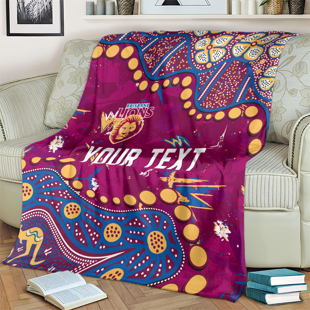Personalized Brisbane Lions Blanket Aboriginal Pattern with Graffiti Style