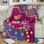 Personalized Brisbane Lions Blanket Aboriginal Pattern with Graffiti Style