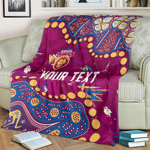 Personalized Brisbane Lions Blanket Aboriginal Pattern with Graffiti Style