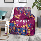 Personalized Brisbane Lions Blanket Aboriginal Pattern with Graffiti Style
