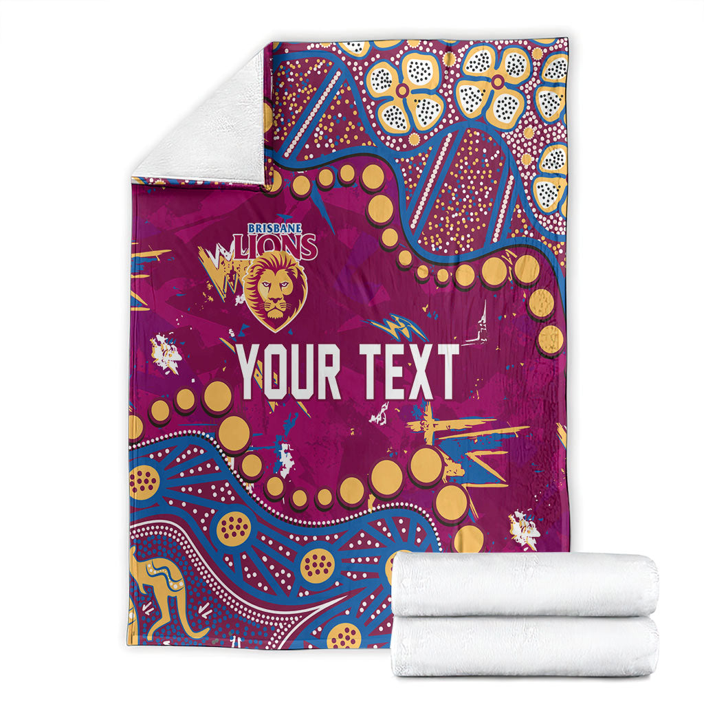Personalized Brisbane Lions Blanket Aboriginal Pattern with Graffiti Style
