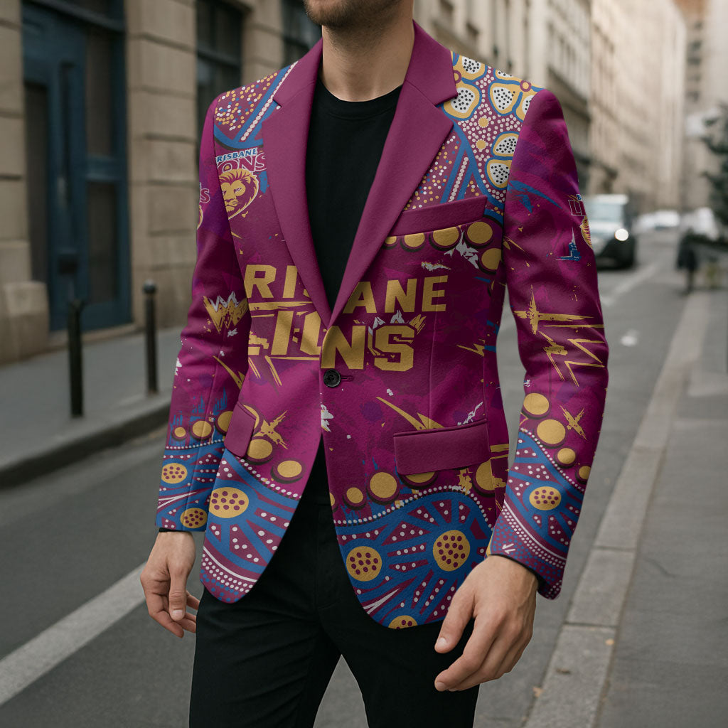 Personalized Brisbane Lions Blazer Aboriginal Pattern with Graffiti Style