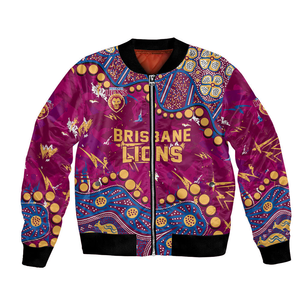 Personalized Brisbane Lions Bomber Jacket Aboriginal Pattern with Graffiti Style