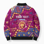 Personalized Brisbane Lions Bomber Puffer Jacket Aboriginal Pattern with Graffiti Style