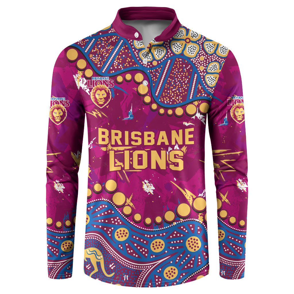 Personalized Brisbane Lions Button Sweatshirt Aboriginal Pattern with Graffiti Style