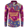 Personalized Brisbane Lions Button Sweatshirt Aboriginal Pattern with Graffiti Style