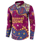 Personalized Brisbane Lions Button Sweatshirt Aboriginal Pattern with Graffiti Style