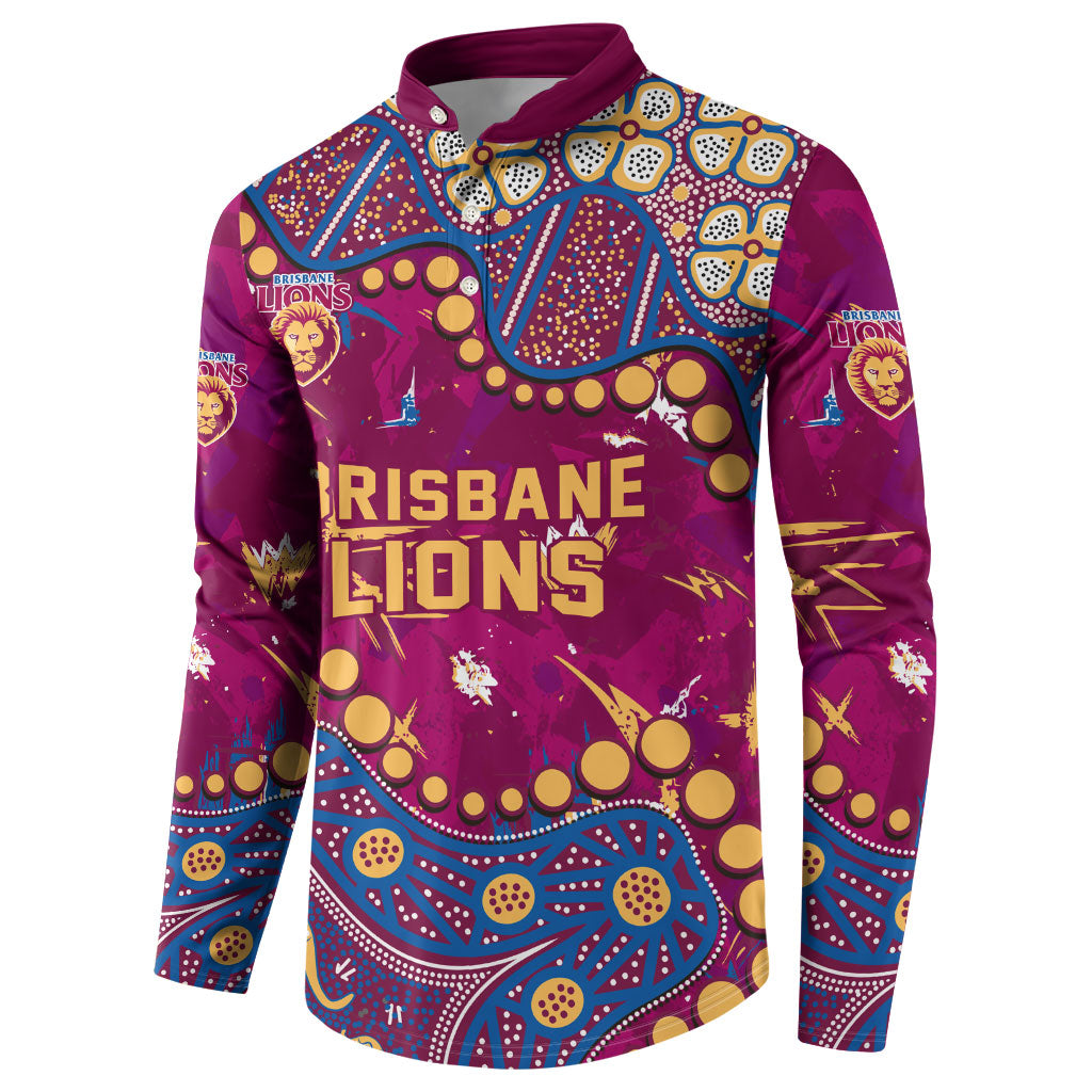 Personalized Brisbane Lions Button Sweatshirt Aboriginal Pattern with Graffiti Style
