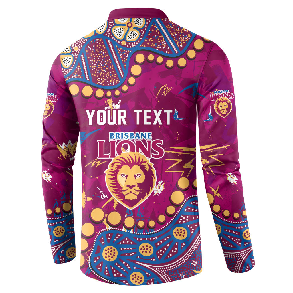 Personalized Brisbane Lions Button Sweatshirt Aboriginal Pattern with Graffiti Style