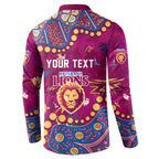 Personalized Brisbane Lions Button Sweatshirt Aboriginal Pattern with Graffiti Style