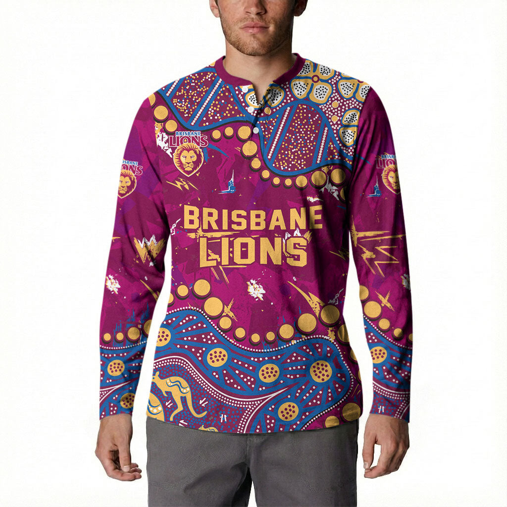 Personalized Brisbane Lions Button Sweatshirt Aboriginal Pattern with Graffiti Style