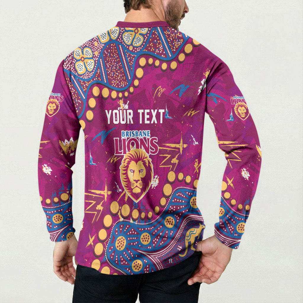 Personalized Brisbane Lions Button Sweatshirt Aboriginal Pattern with Graffiti Style