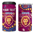 Personalized Brisbane Lions 4 in 1 Can Cooler Tumbler Aboriginal Pattern with Graffiti Style