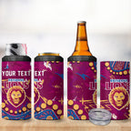 Personalized Brisbane Lions 4 in 1 Can Cooler Tumbler Aboriginal Pattern with Graffiti Style