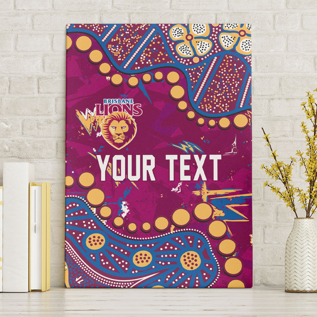 Personalized Brisbane Lions Canvas Wall Art Aboriginal Pattern with Graffiti Style