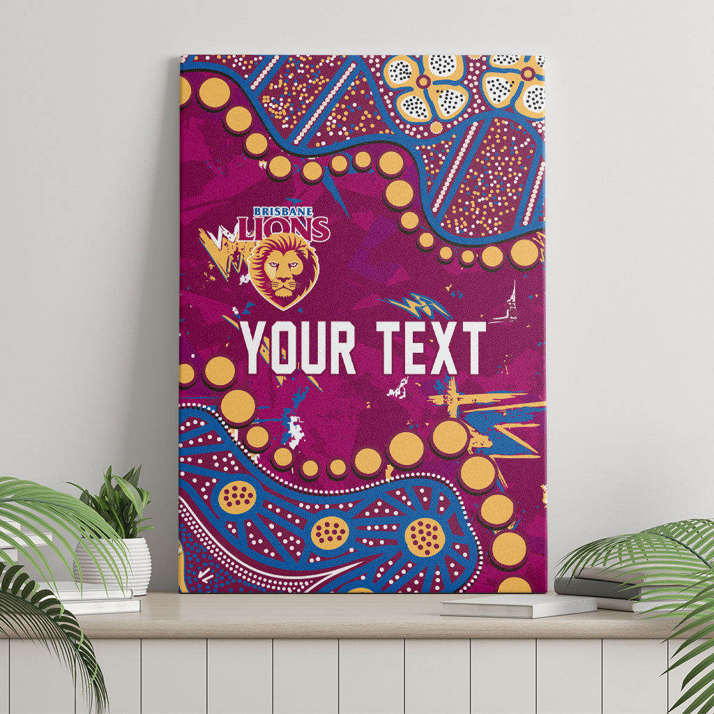 Personalized Brisbane Lions Canvas Wall Art Aboriginal Pattern with Graffiti Style