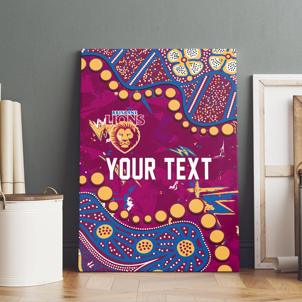 Personalized Brisbane Lions Canvas Wall Art Aboriginal Pattern with Graffiti Style