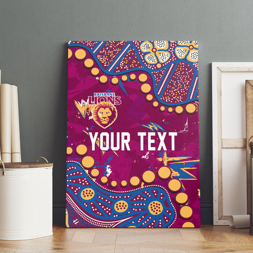 Personalized Brisbane Lions Canvas Wall Art Aboriginal Pattern with Graffiti Style