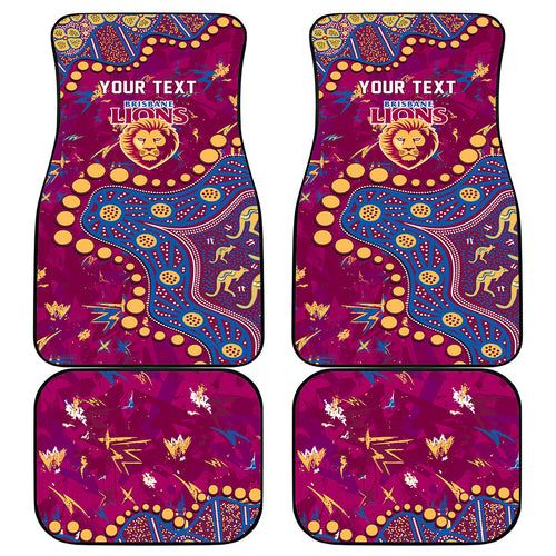 Personalized Brisbane Lions Car Mats Aboriginal Pattern with Graffiti Style