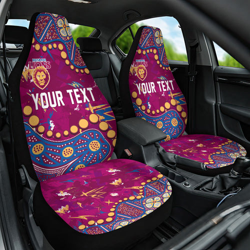 Personalized Brisbane Lions Car Seat Cover Aboriginal Pattern with Graffiti Style
