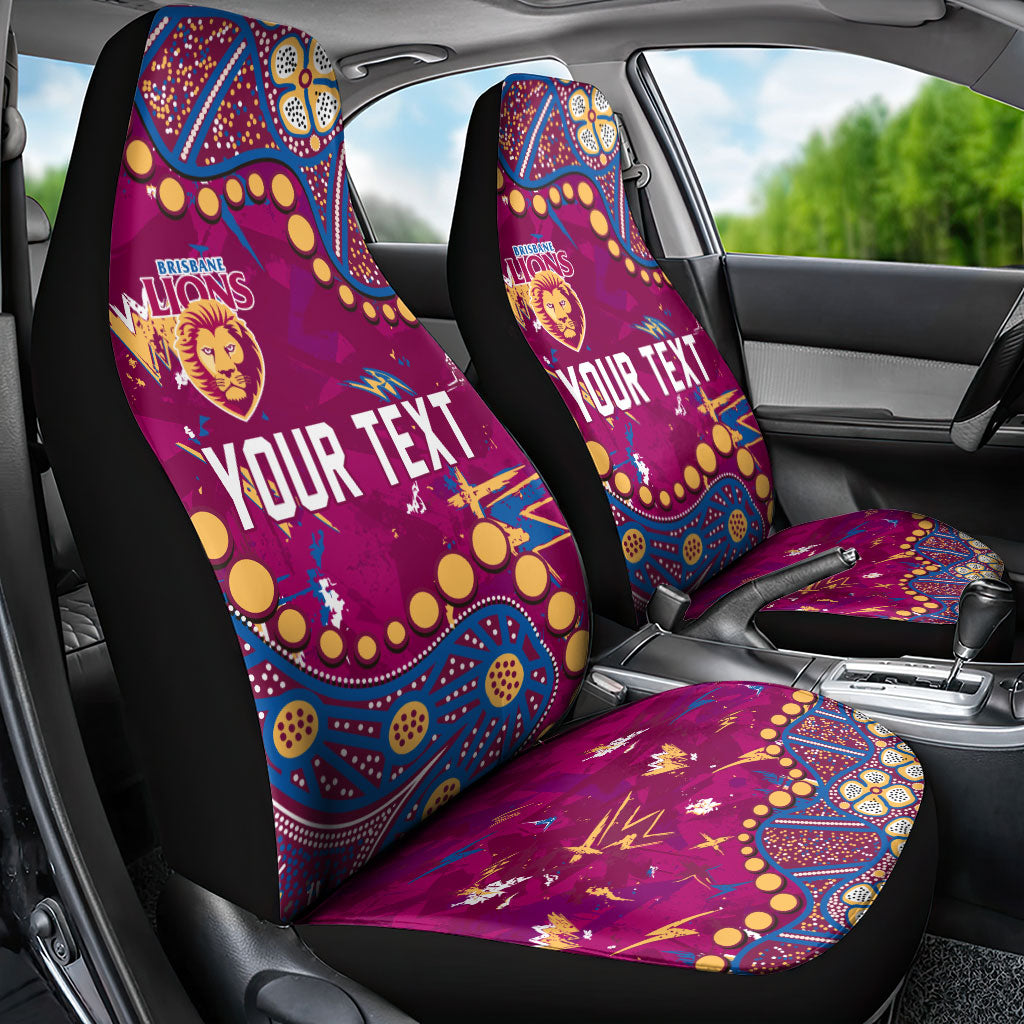 Personalized Brisbane Lions Car Seat Cover Aboriginal Pattern with Graffiti Style