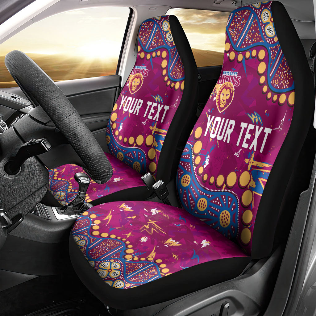 Personalized Brisbane Lions Car Seat Cover Aboriginal Pattern with Graffiti Style