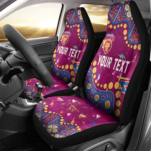 Personalized Brisbane Lions Car Seat Cover Aboriginal Pattern with Graffiti Style