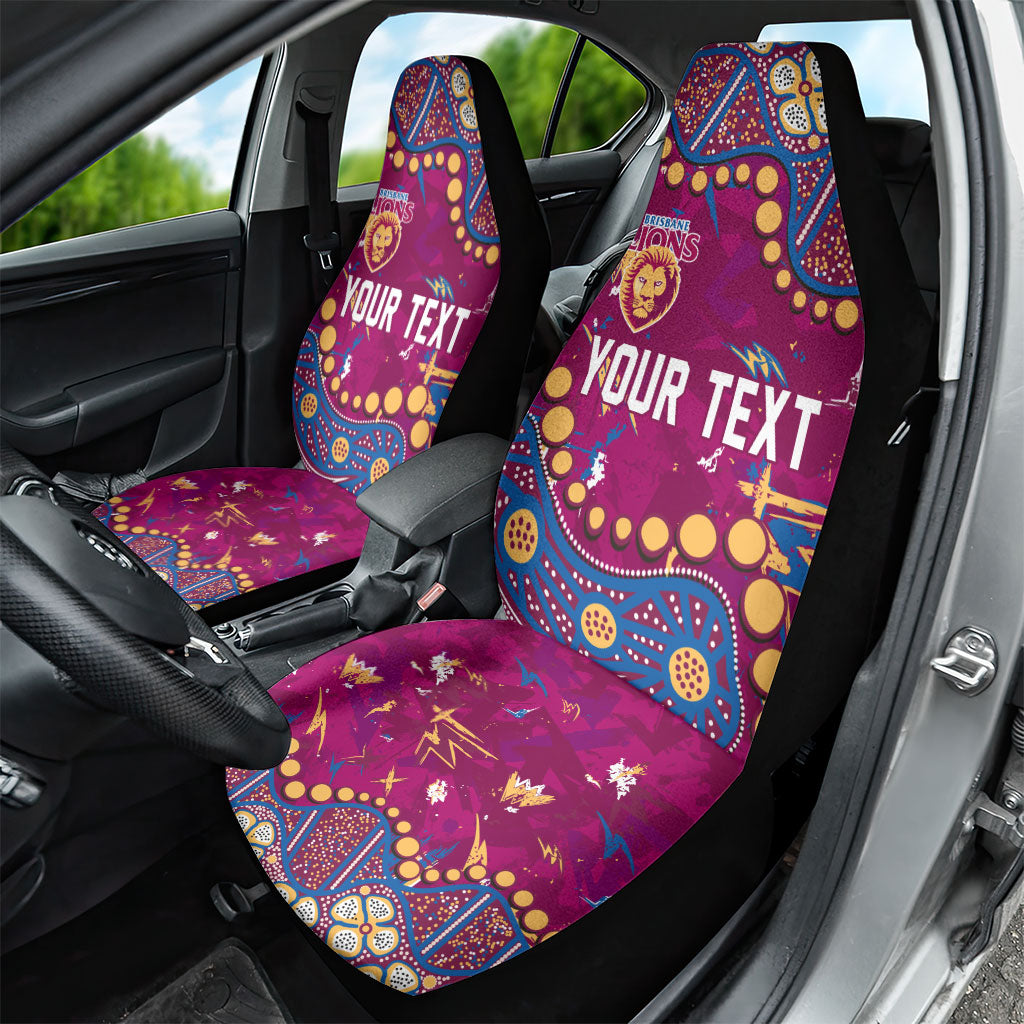 Personalized Brisbane Lions Car Seat Cover Aboriginal Pattern with Graffiti Style