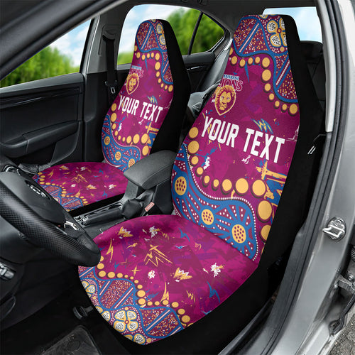 Personalized Brisbane Lions Car Seat Cover Aboriginal Pattern with Graffiti Style