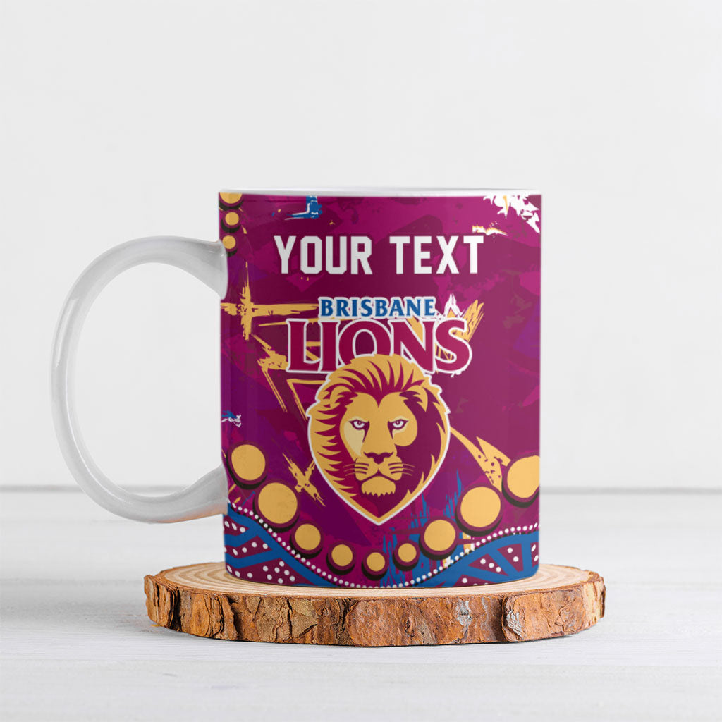Personalized Brisbane Lions Ceramic Mug Aboriginal Pattern with Graffiti Style