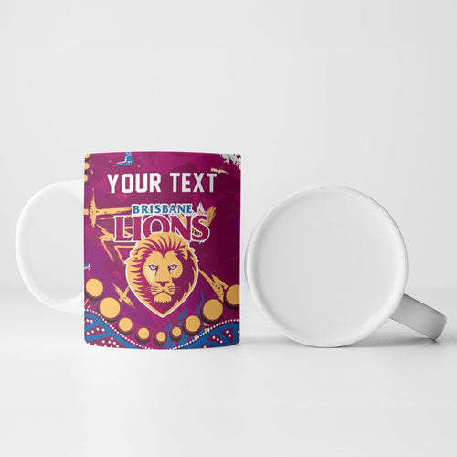 Personalized Brisbane Lions Ceramic Mug Aboriginal Pattern with Graffiti Style