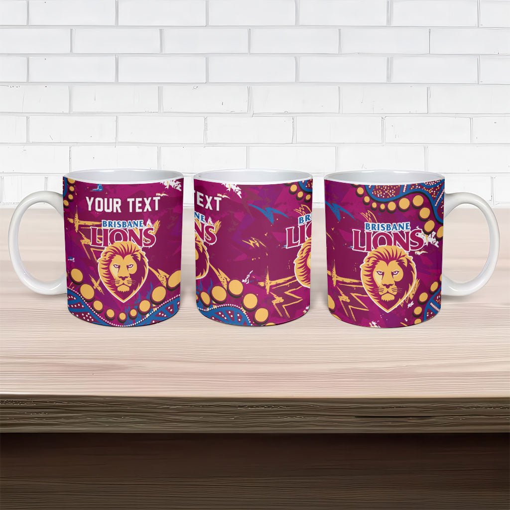 Personalized Brisbane Lions Ceramic Mug Aboriginal Pattern with Graffiti Style