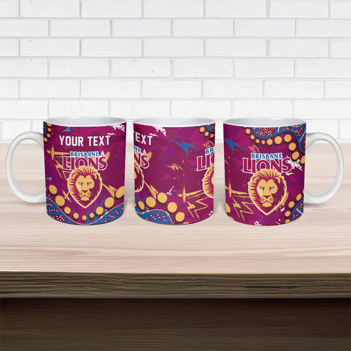 Personalized Brisbane Lions Ceramic Mug Aboriginal Pattern with Graffiti Style