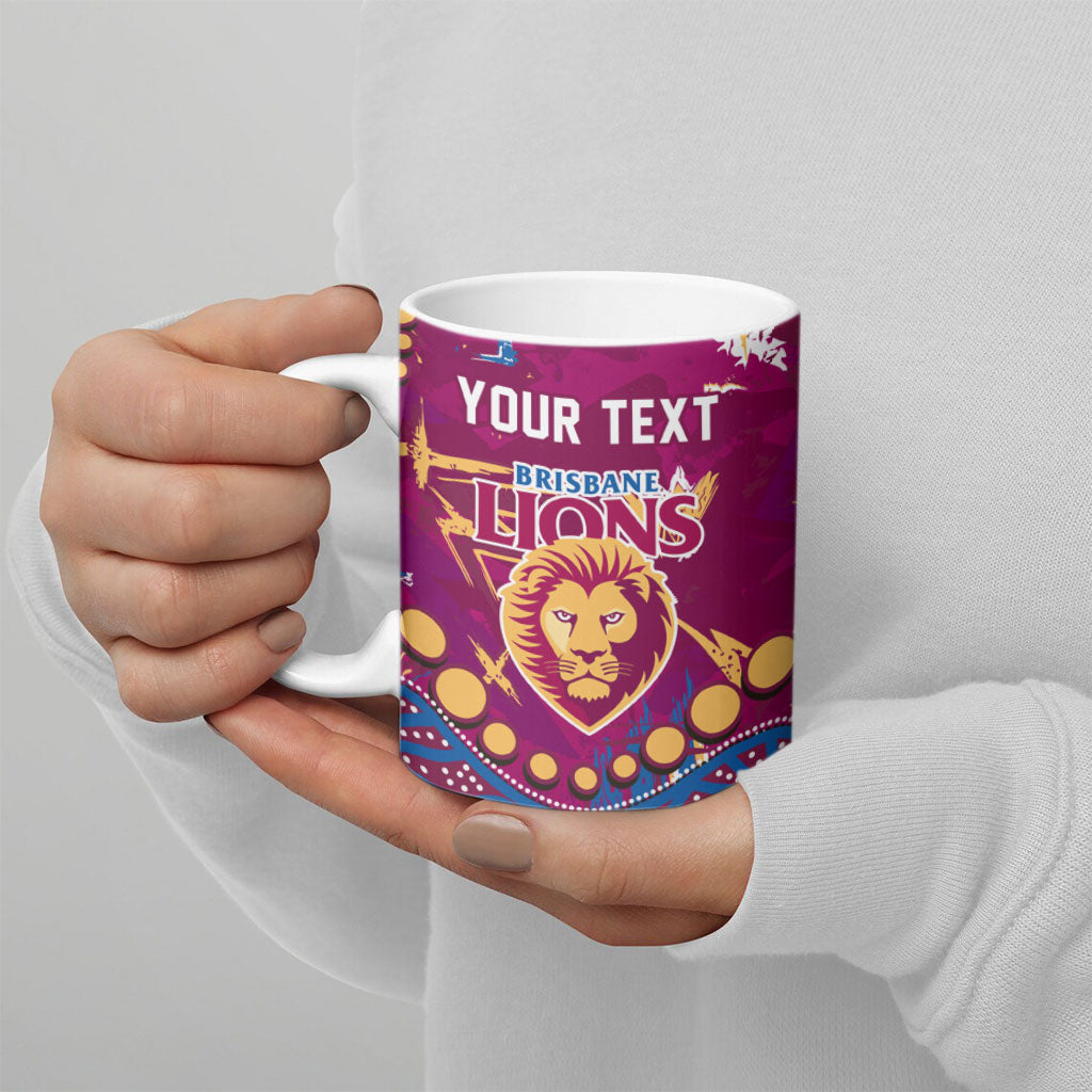 Personalized Brisbane Lions Ceramic Mug Aboriginal Pattern with Graffiti Style