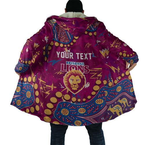 Personalized Brisbane Lions Cloak Aboriginal Pattern with Graffiti Style