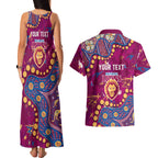 Personalized Brisbane Lions Couples Matching Tank Maxi Dress and Hawaiian Shirt Aboriginal Pattern with Graffiti Style