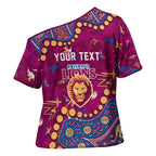 Personalized Brisbane Lions Cross Shoulder Shirt Aboriginal Pattern with Graffiti Style