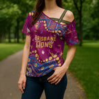 Personalized Brisbane Lions Cross Shoulder Shirt Aboriginal Pattern with Graffiti Style
