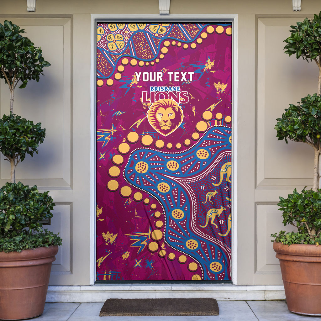 Personalized Brisbane Lions Door Cover Aboriginal Pattern with Graffiti Style