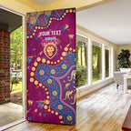 Personalized Brisbane Lions Door Cover Aboriginal Pattern with Graffiti Style
