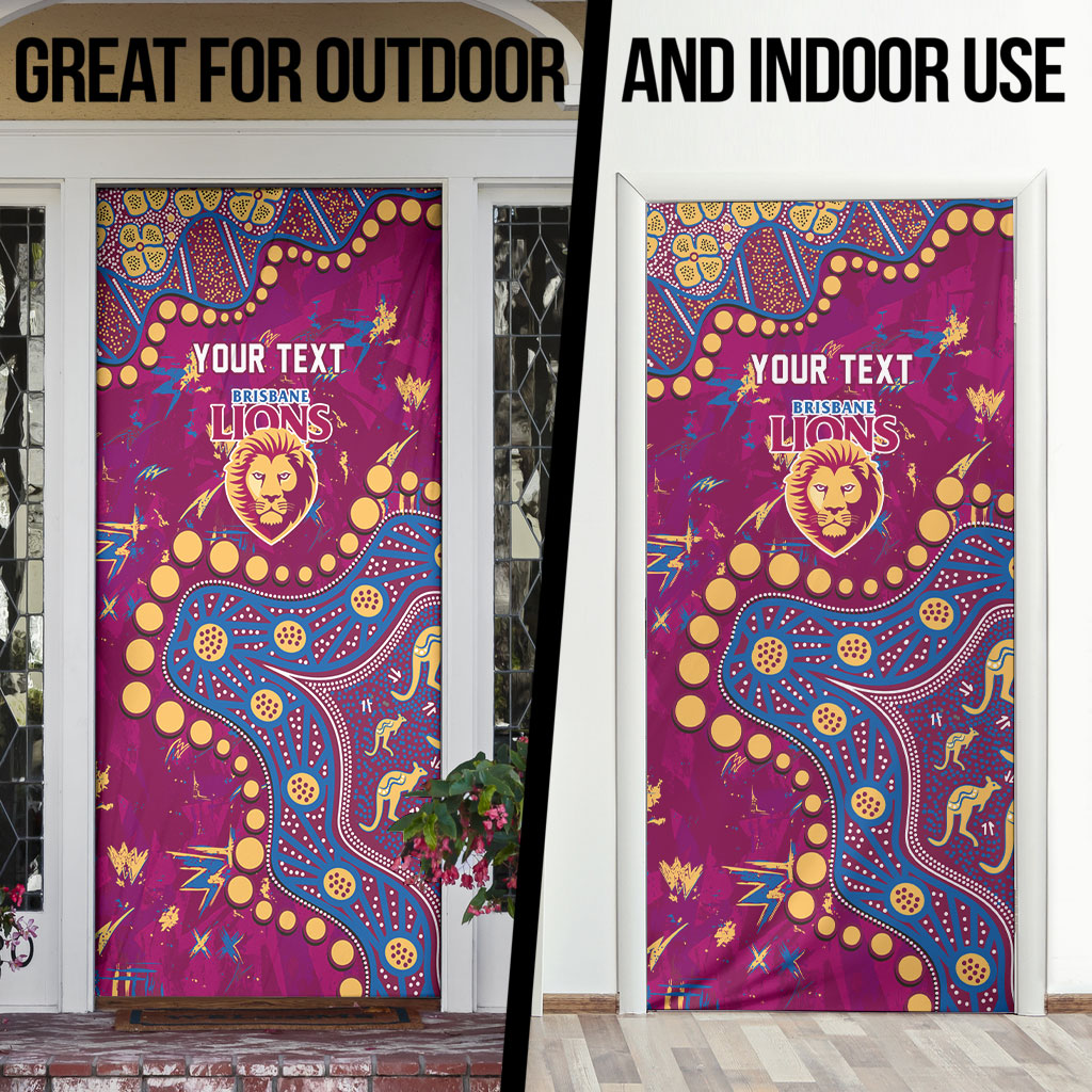 Personalized Brisbane Lions Door Cover Aboriginal Pattern with Graffiti Style