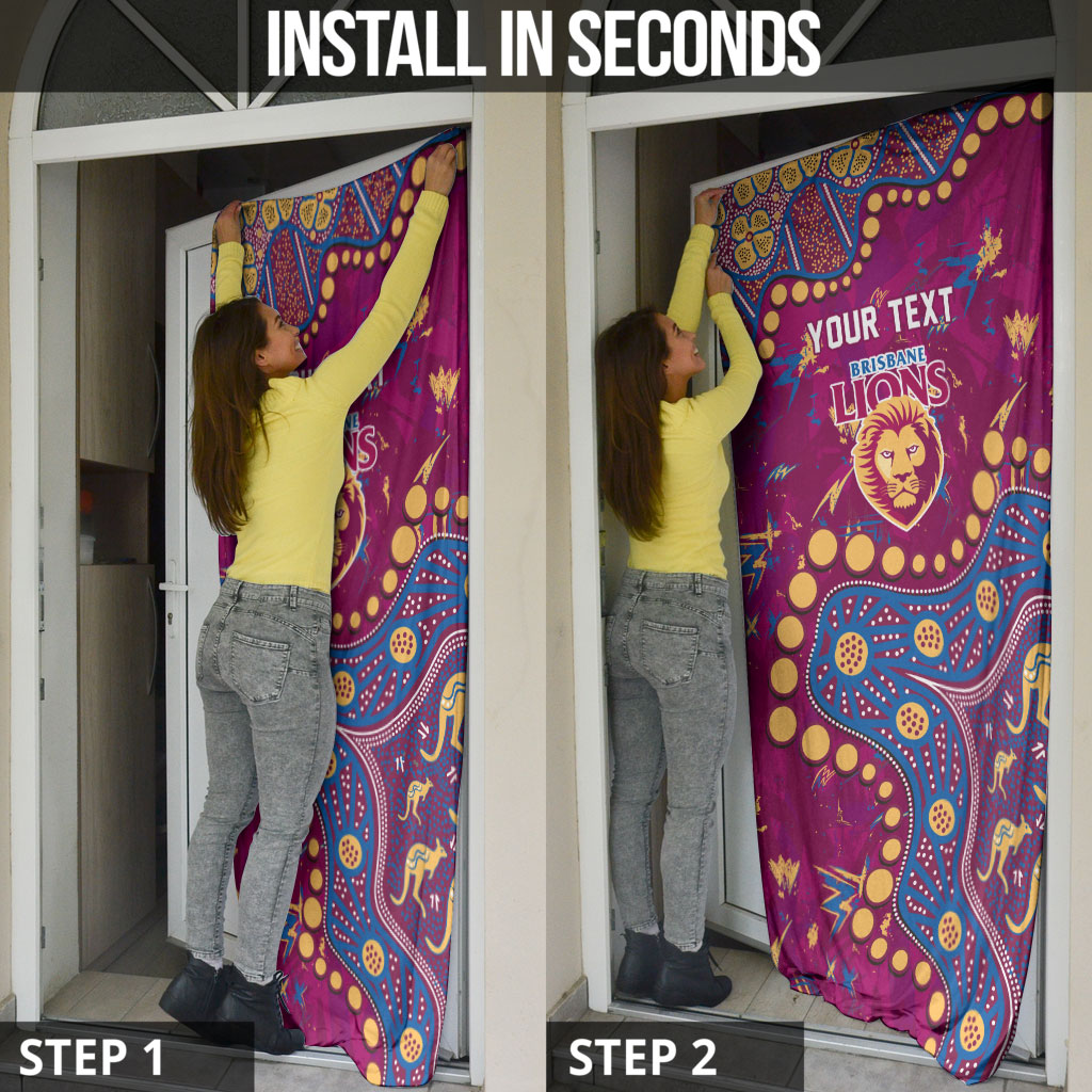 Personalized Brisbane Lions Door Cover Aboriginal Pattern with Graffiti Style