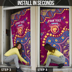 Personalized Brisbane Lions Door Cover Aboriginal Pattern with Graffiti Style