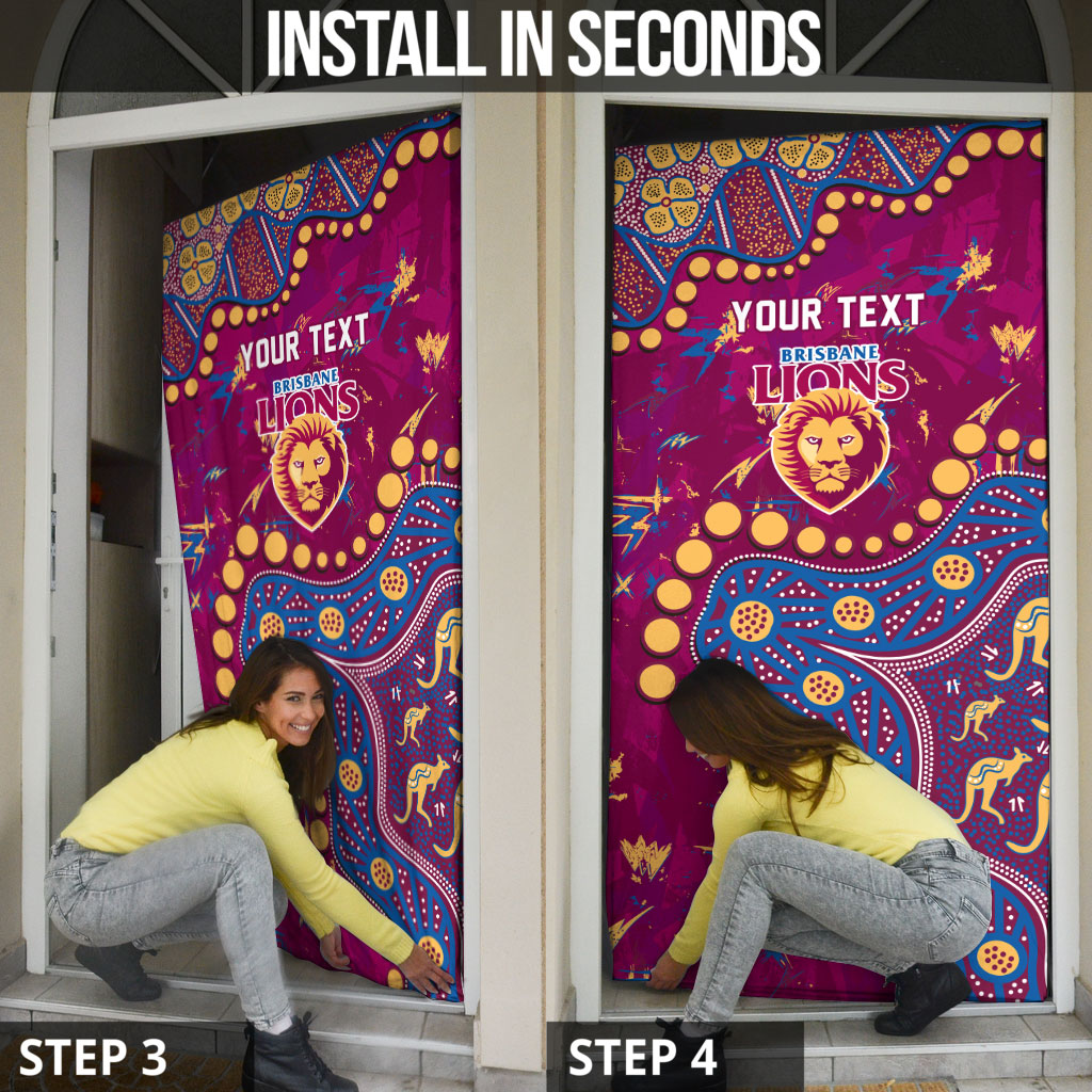 Personalized Brisbane Lions Door Cover Aboriginal Pattern with Graffiti Style