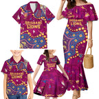 Personalized Brisbane Lions Family Matching Mermaid Dress and Hawaiian Shirt Aboriginal Pattern with Graffiti Style