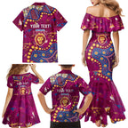 Personalized Brisbane Lions Family Matching Mermaid Dress and Hawaiian Shirt Aboriginal Pattern with Graffiti Style