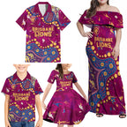 Personalized Brisbane Lions Family Matching Off Shoulder Maxi Dress and Hawaiian Shirt Aboriginal Pattern with Graffiti Style