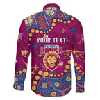 Personalized Brisbane Lions Family Matching Off Shoulder Maxi Dress and Hawaiian Shirt Aboriginal Pattern with Graffiti Style