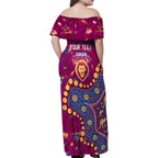 Personalized Brisbane Lions Family Matching Off Shoulder Maxi Dress and Hawaiian Shirt Aboriginal Pattern with Graffiti Style