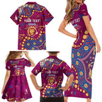 Personalized Brisbane Lions Family Matching Short Sleeve Bodycon Dress and Hawaiian Shirt Aboriginal Pattern with Graffiti Style